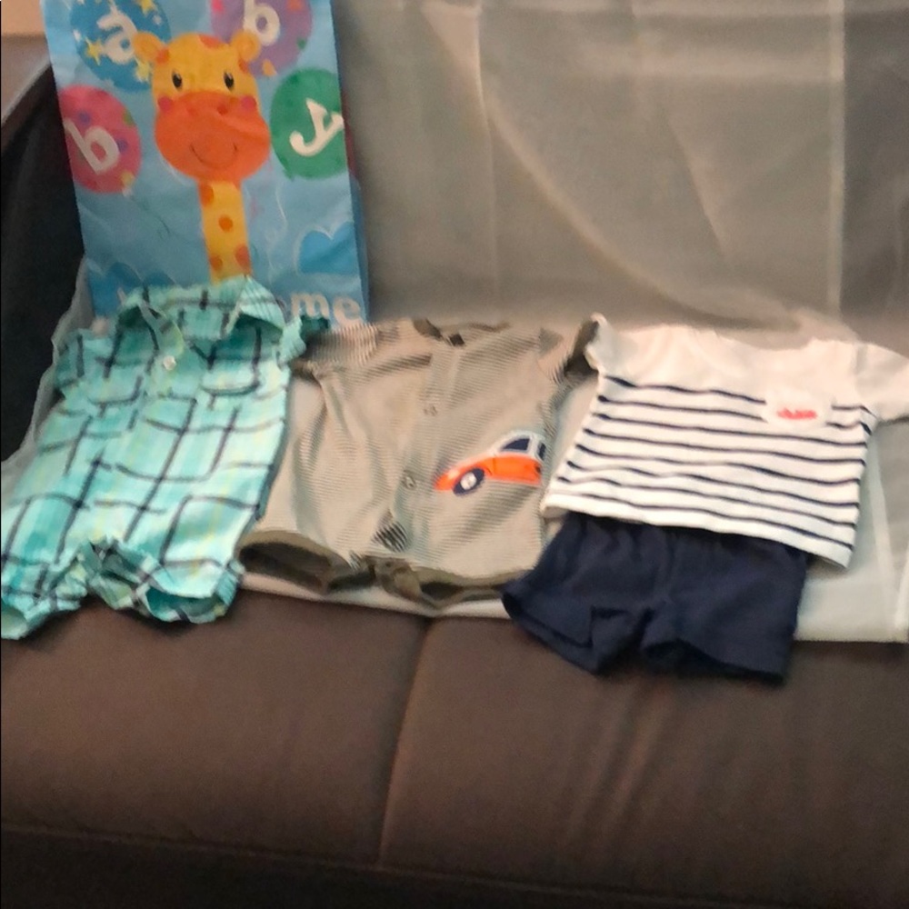 Carter’s 2 Rompers and 1 short and shirt